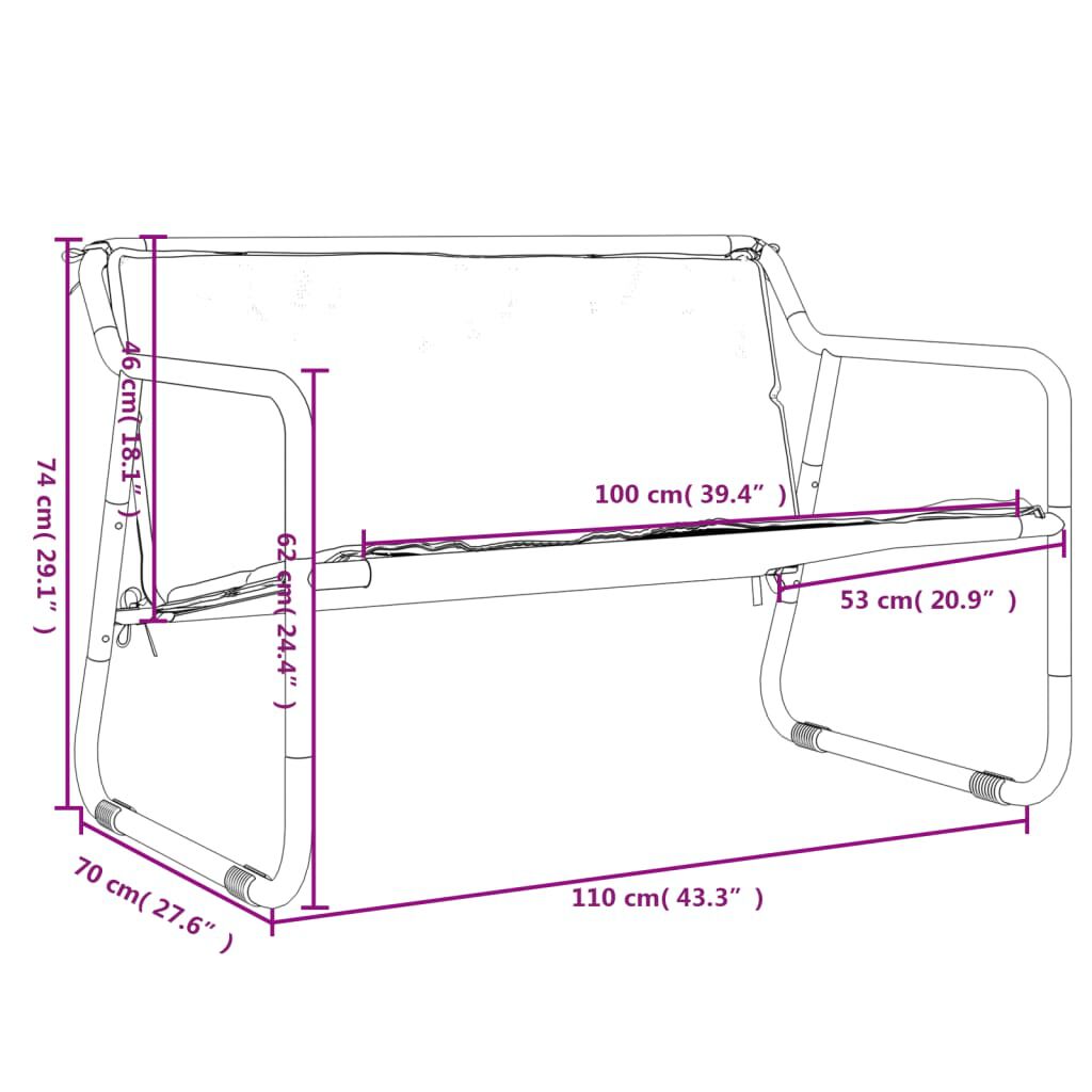 vidaXL 2-Seater Garden Bench with Cushion Anthracite Steel
