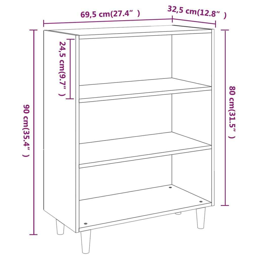 vidaXL Sideboard High Gloss White 69.5x32.5x90 cm Engineered Wood
