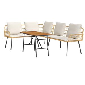 vidaXL Garden Sofa Set 2 pcs Beige Poly Rattan