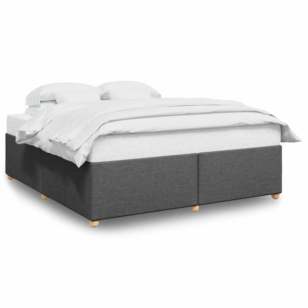 vidaXL Bed Frame without Mattress Dark Grey King Fabric