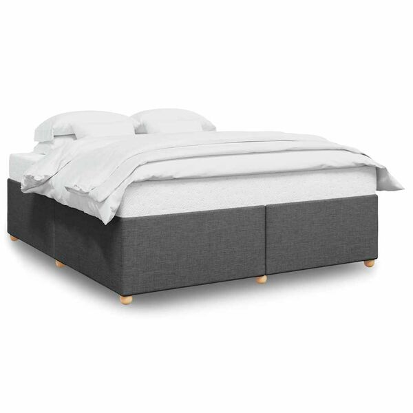 vidaXL Bed Frame without Mattress Dark Grey King Fabric
