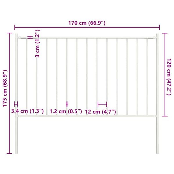 vidaXL Fence Panel with Posts Powder-coated Steel 1.7x1.25 m White