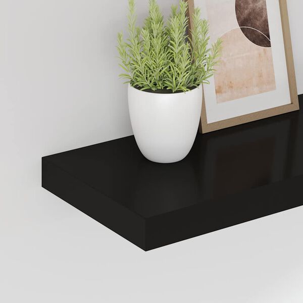 vidaXL Floating Wall Shelf Black 50x23x3.8 cm MDF