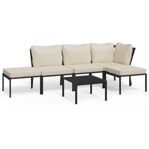 vidaXL 6 Piece Garden Lounge Set with Sand Cushions Steel