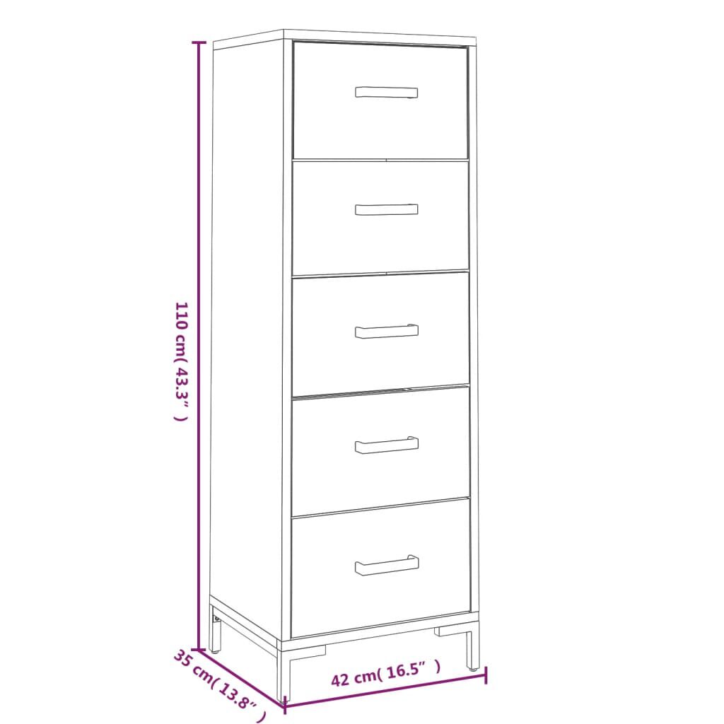 vidaXL Chest of Drawers 42x35x110 cm Solid Pinewood