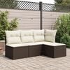 vidaXL Garden Stool with Cushion Brown 55x55x37 cm Poly Rattan