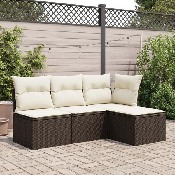 vidaXL Garden Stool with Cushion Brown 55x55x37 cm Poly Rattan