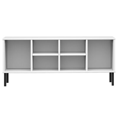 vidaXL Shoe Rack with Metal Legs White 106x35x45 cm Solid Wood OSLO