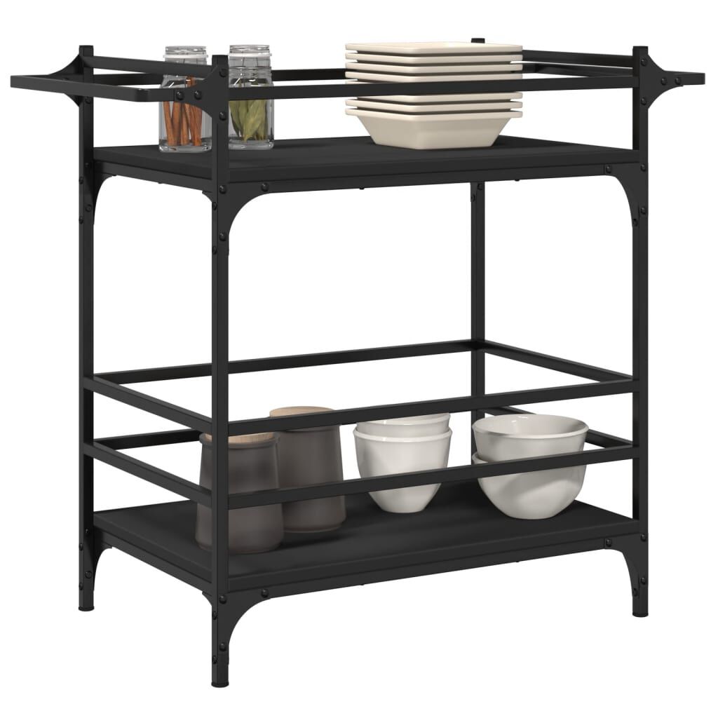 vidaXL Kitchen Trolley Black 82x40x78.5 cm Engineered Wood