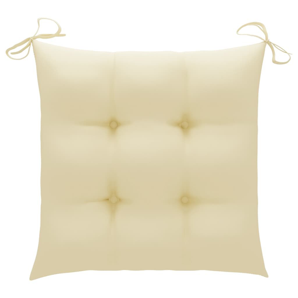 vidaXL Garden Chairs with Cream White Cushions 2 pcs Solid Teak Wood