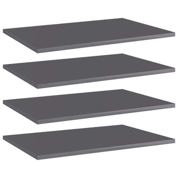 vidaXL Bookshelf Boards 4 pcs High Gloss Grey 60x40x1.5 cm Engineered Wood