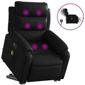 vidaXL Electric Stand up Massage Recliner Chair Black Faux Leather
