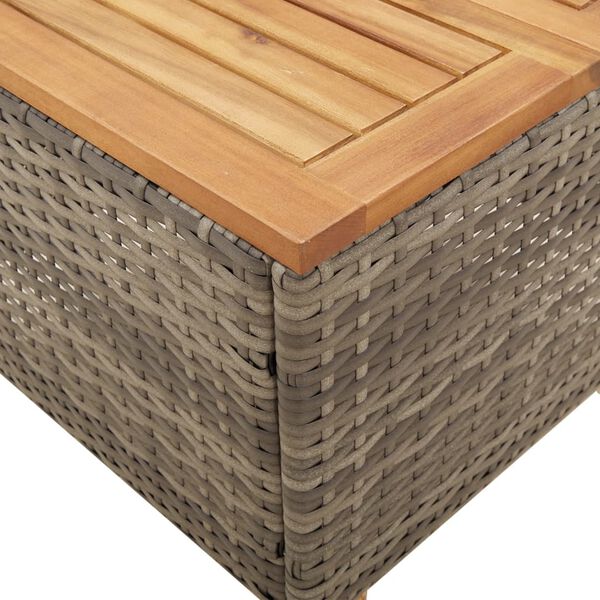 vidaXL 3 Piece Bistro Set with Cushions Grey Poly Rattan Acacia Wood