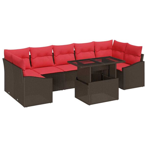 vidaXL Garden Sofa Set Manual 8 pcs Brown and red 100 x 55 x 73 cm