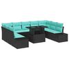 vidaXL Garden Sofa Set with Storage 10 pcs Black Poly rattan