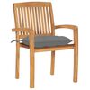 vidaXL Stacking Garden Chairs with Cushions 4 pcs Solid Teak Wood
