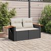 vidaXL Garden Sofa with Cushions 2-Seater Black Poly Rattan