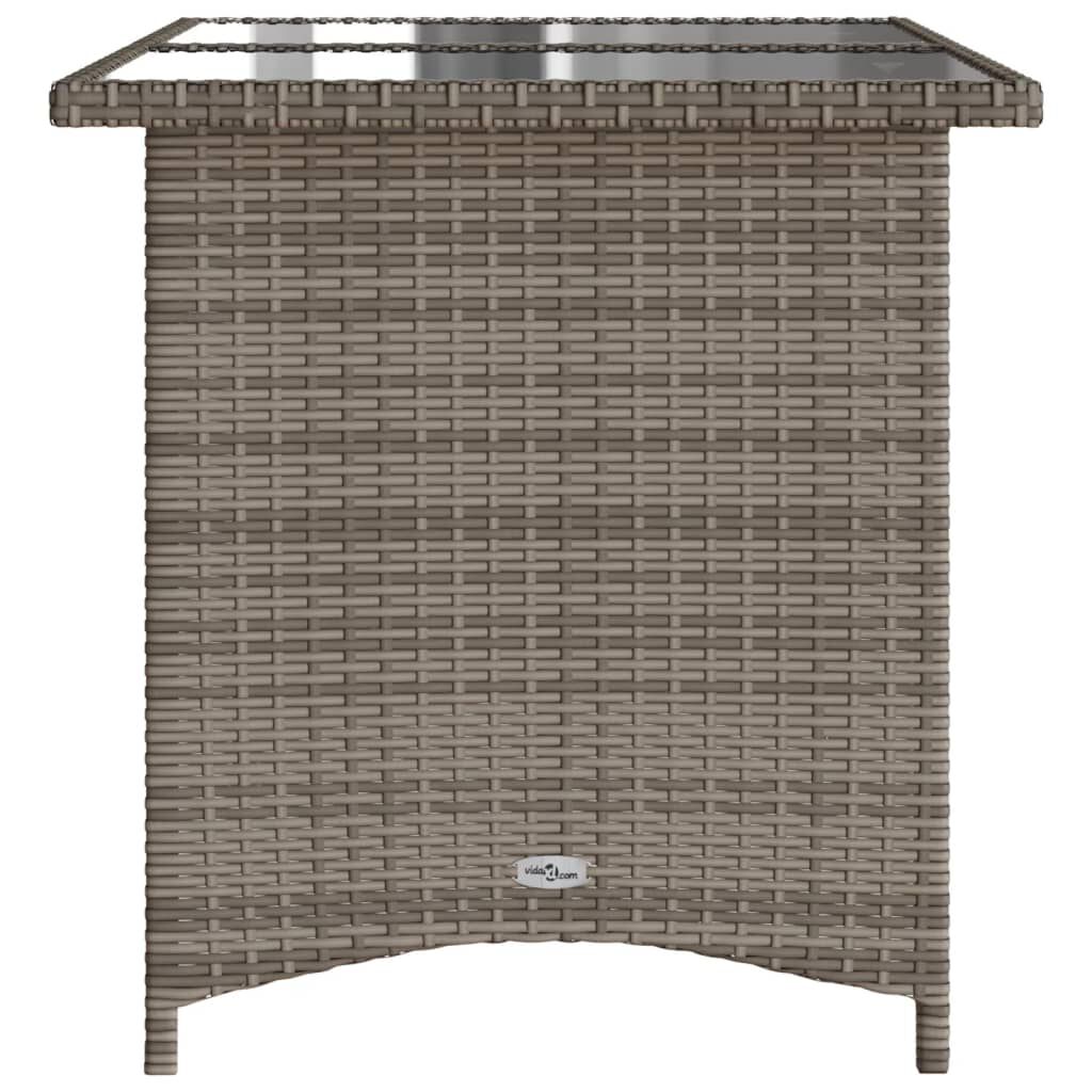 vidaXL Garden Table with Glass Top Grey 110x68x70 cm Poly Rattan