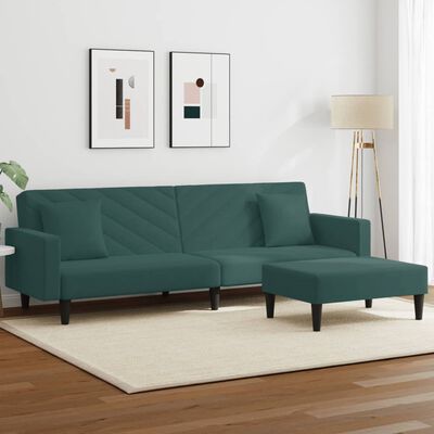 vidaXL 2 Piece Sofa Set with Pillows Dark Green Velvet