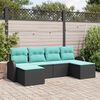 vidaXL Garden Sofa Set 6 pcs Black and turquoise Poly rattan