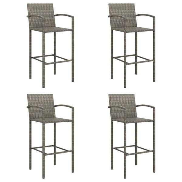 vidaXL 5 Piece Garden Bar Set Grey Poly Rattan