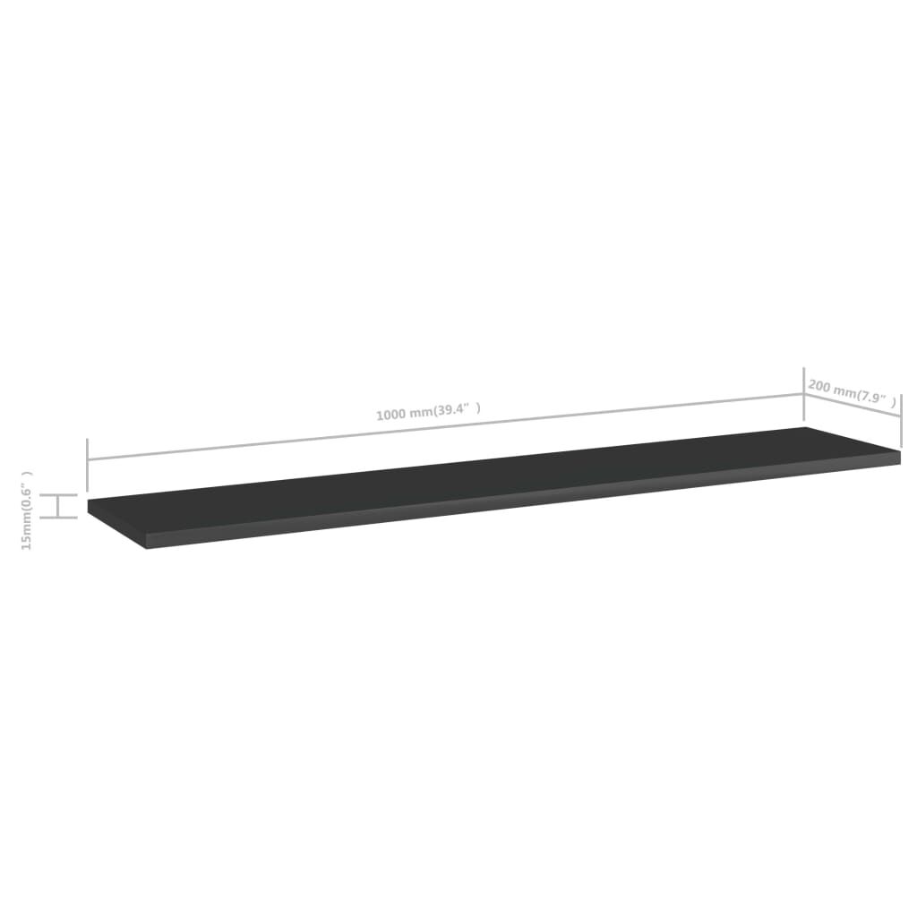 vidaXL Bookshelf Boards 4 pcs High Gloss Black 100x20x1.5 cm Engineered Wood