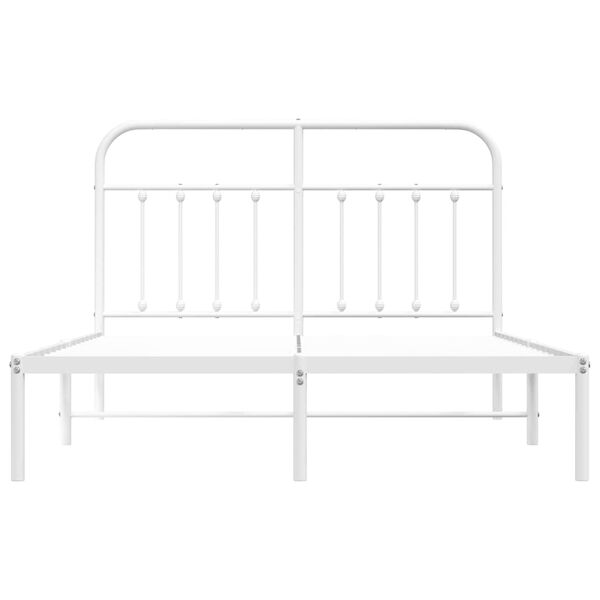 vidaXL Metal Bed Frame without Mattress with Headboard White 150x200cm