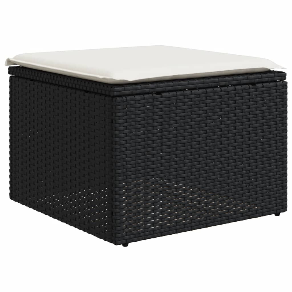vidaXL 8 Piece Garden Sofa Set with Cushions Black Poly Rattan