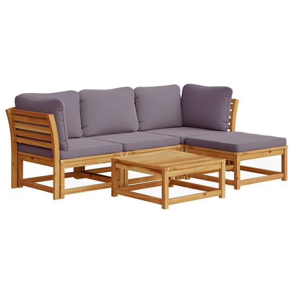 vidaXL 5 Piece Garden Lounge Set with Cushions Solid Wood Acacia