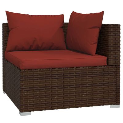 vidaXL 6 Piece Garden Lounge Set with Cushions Poly Rattan Brown