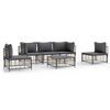 vidaXL 6 Piece Garden Lounge Set with Cushions Anthracite Poly Rattan