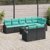 vidaXL Garden Sofa Set 9 pcs Black and Turquoise Poly Rattan