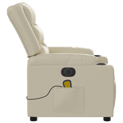 vidaXL Electric Massage Recliner Chair Cream Faux Leather