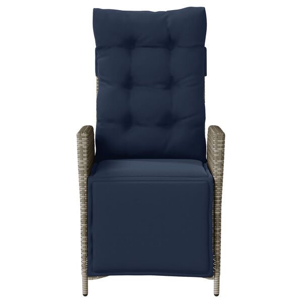 vidaXL Reclining Garden Chair with Footrest Grey Poly Rattan