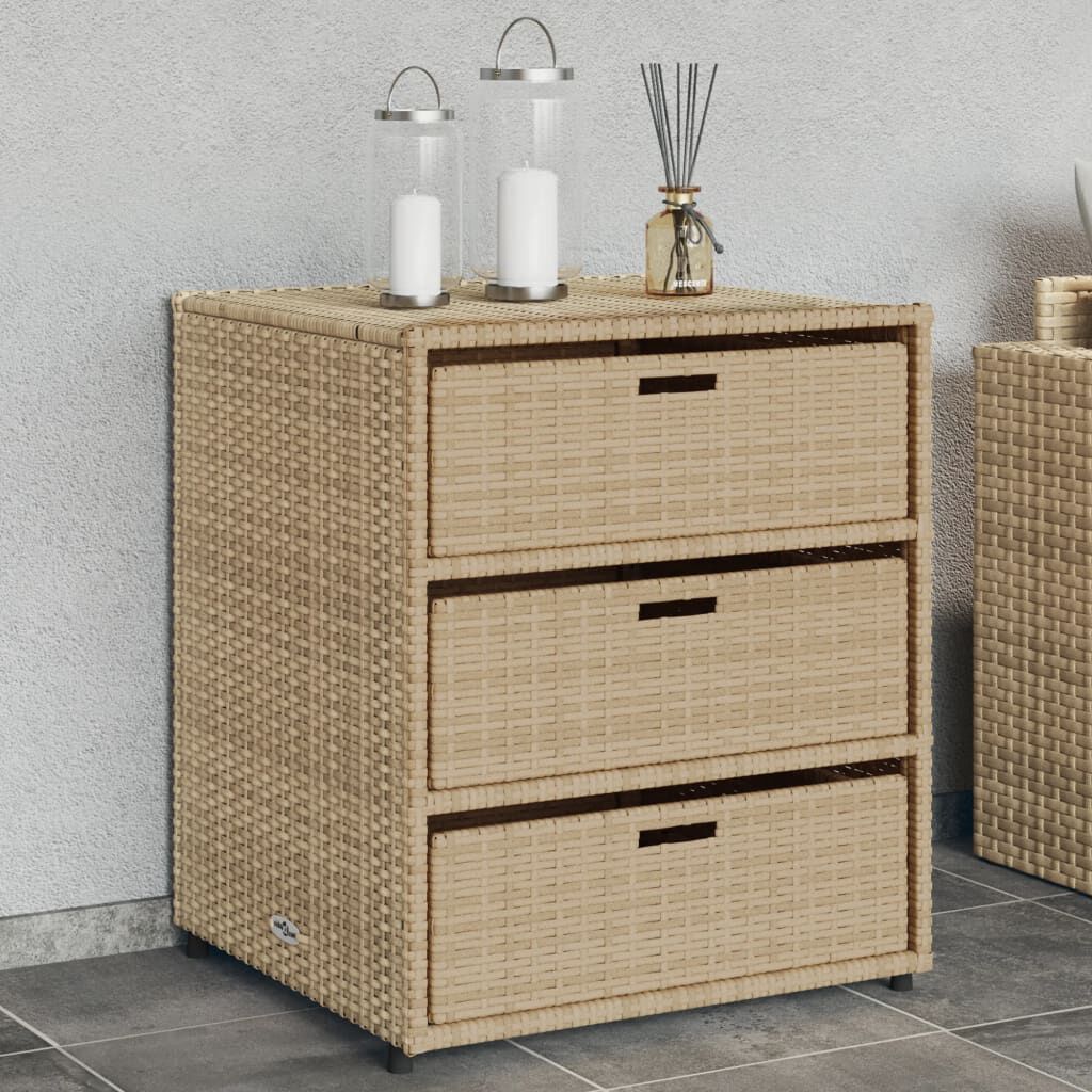 vidaXL Garden Storage Cabinet Beige 55x59x69 cm Poly Rattan