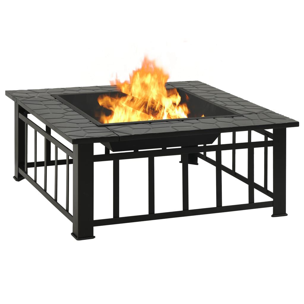 vidaXL Garden Fire Pit with Poker 81x81x47 cm XXL Steel