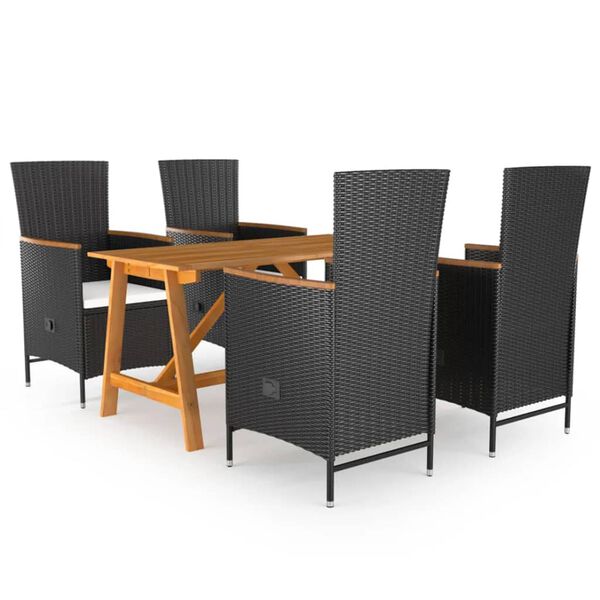 vidaXL 5 Piece Garden Dining Set Black