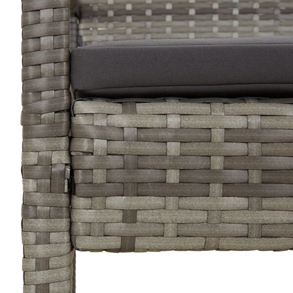 vidaXL Garden Bench with Cushion Grey 105 cm Poly Rattan