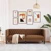 vidaXL Chesterfield Sofa 3-Seater Brown Faux Suede Leather