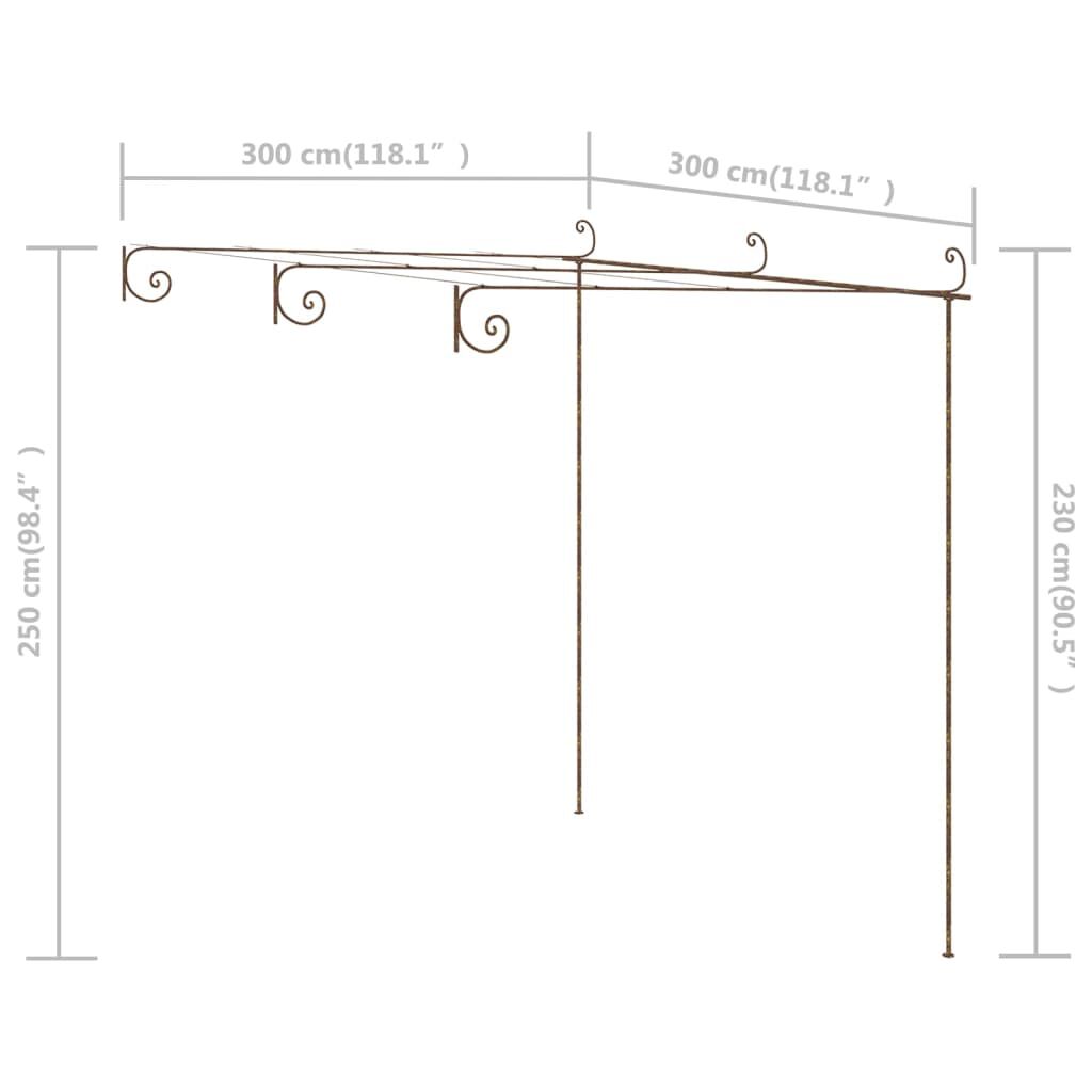 vidaXL Garden Pergola Antique Brown 3x3x2.5 m Iron