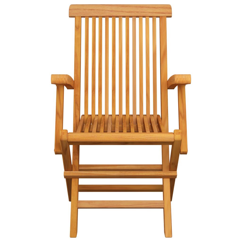 vidaXL Garden Chairs with Green Cushions 2 pcs Solid Teak Wood