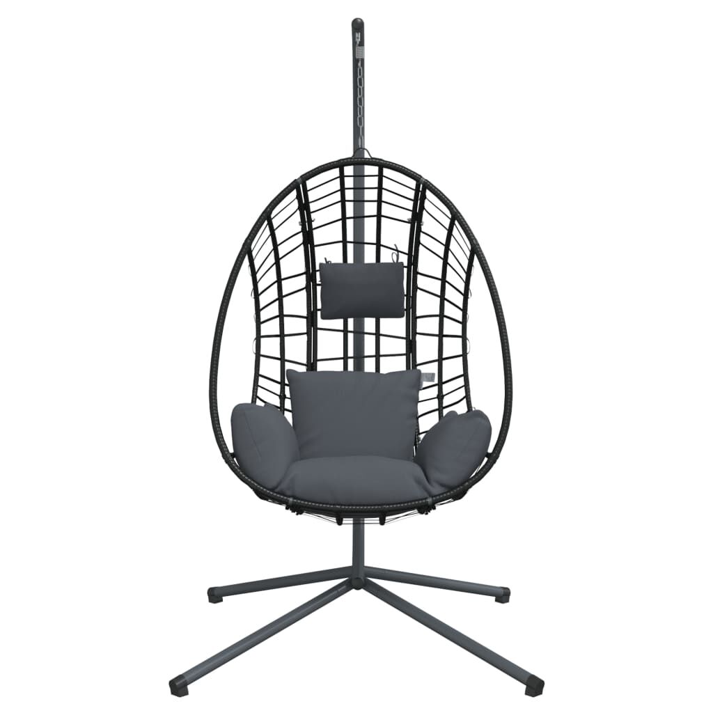 vidaXL Hanging Egg Chair with Stand Anthracite Rattan and Steel