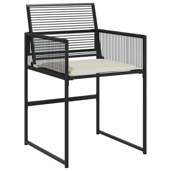 vidaXL 5 Piece Garden Dining Set with Cushions Black Poly Rattan