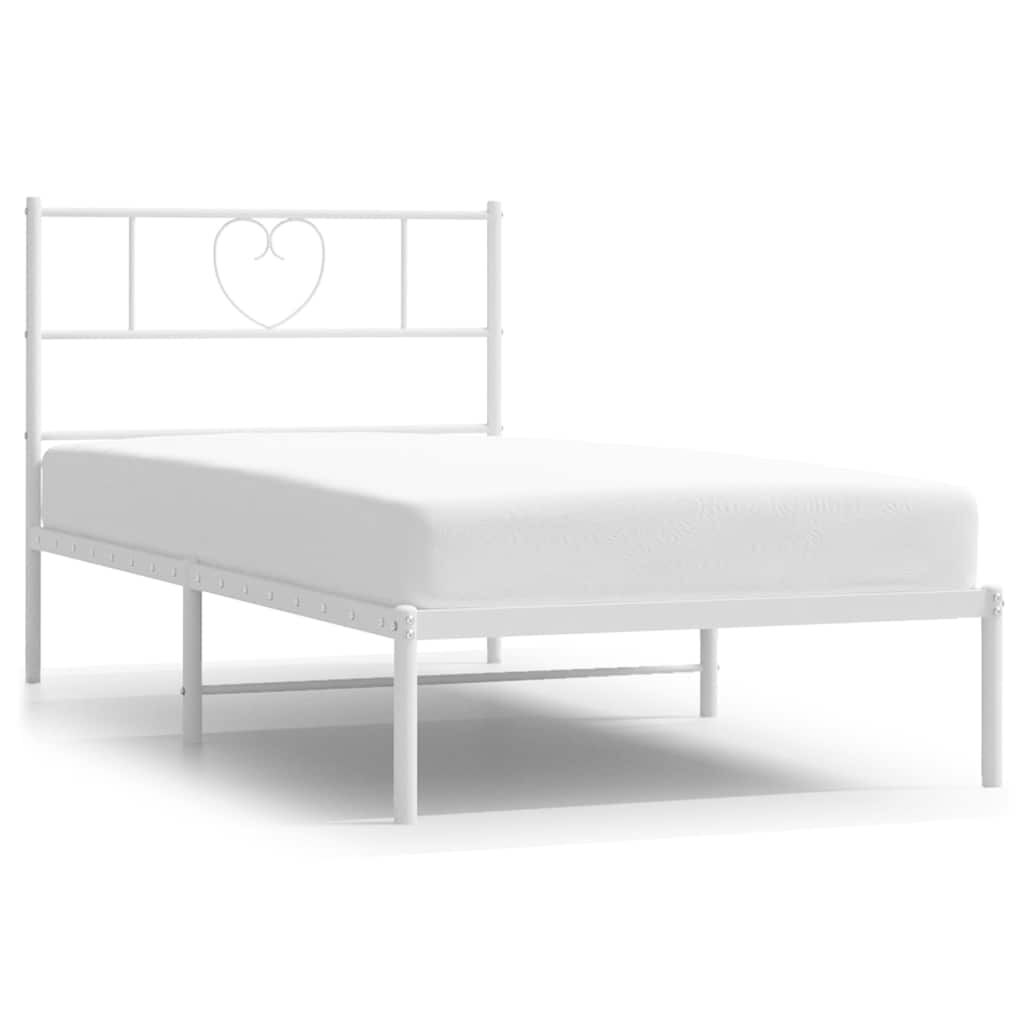 vidaXL Metal Bed Frame without Mattress with Headboard White 100x190cm