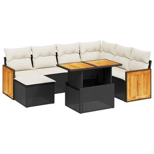 vidaXL 8 Piece Garden Sofa Set with Cushions Black Poly Rattan