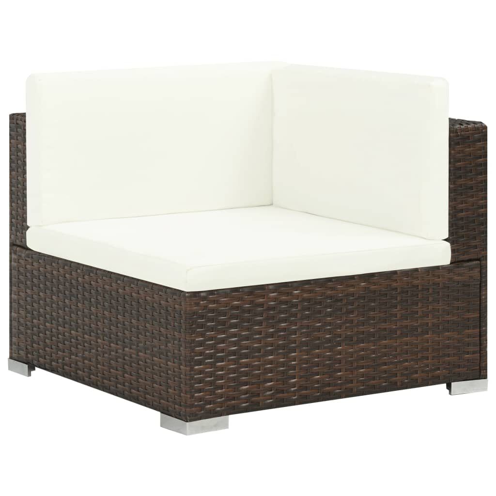 vidaXL 7 Piece Garden Lounge Set with Cushions Poly Rattan Brown
