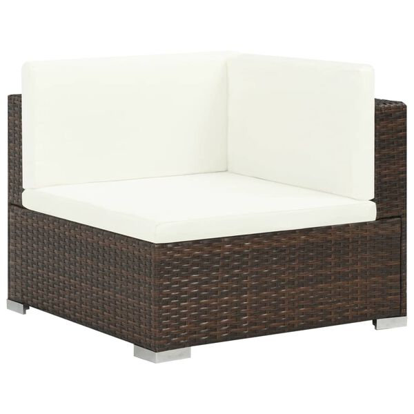 vidaXL 7 Piece Garden Lounge Set with Cushions Poly Rattan Brown
