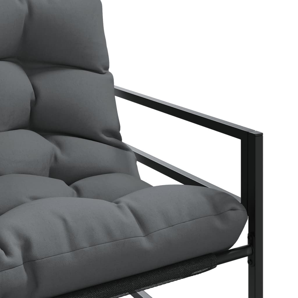 vidaXL Garden Bench with Cushion Anthracite 113 cm Steel