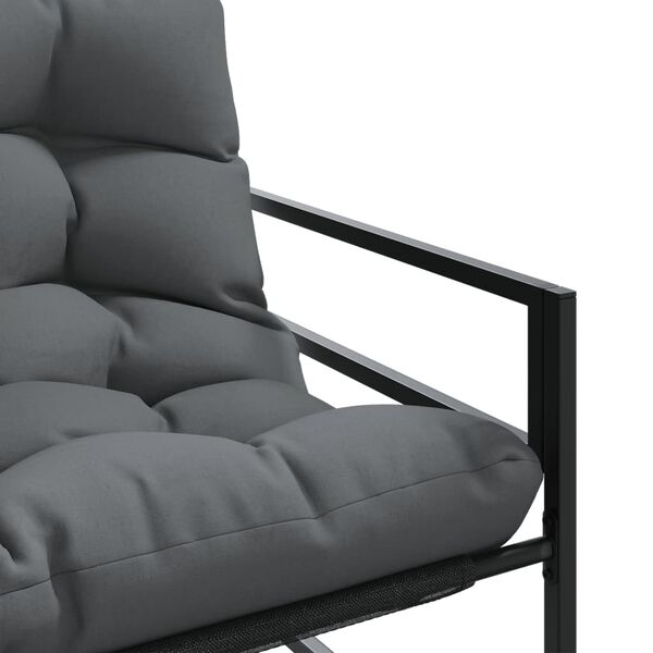 vidaXL Garden Bench with Cushion Anthracite 113 cm Steel