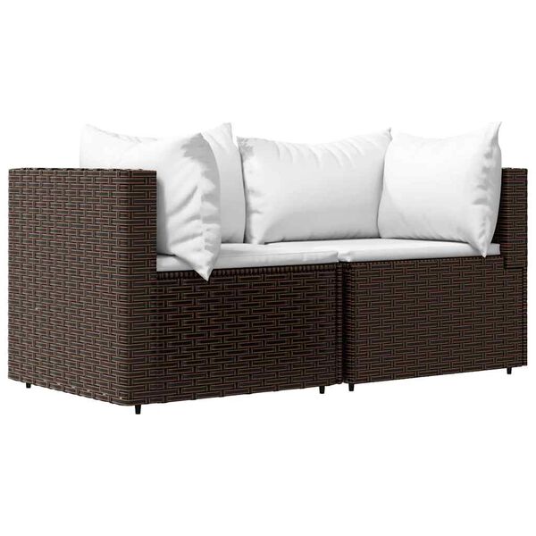vidaXL 3 Piece Garden Lounge Set with Cushions Brown Poly Rattan